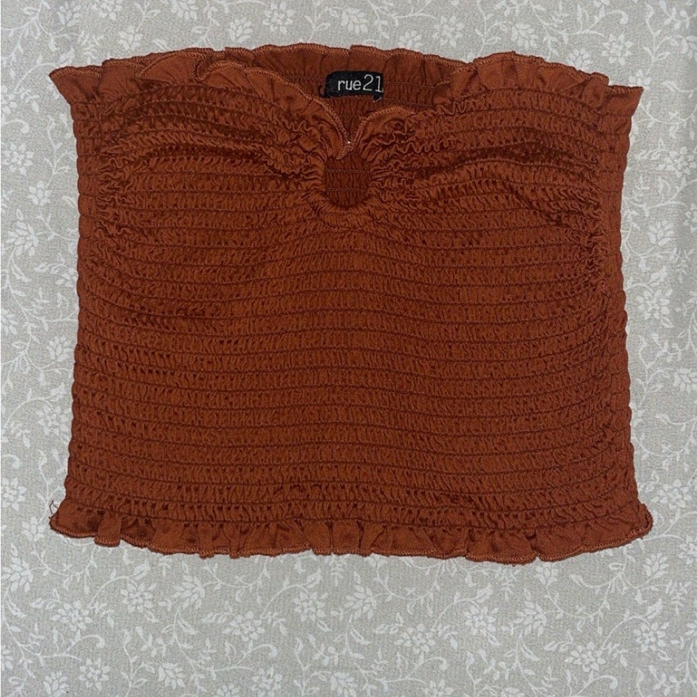 Rue21 Women's Burnt Orange Smocked Crop Top